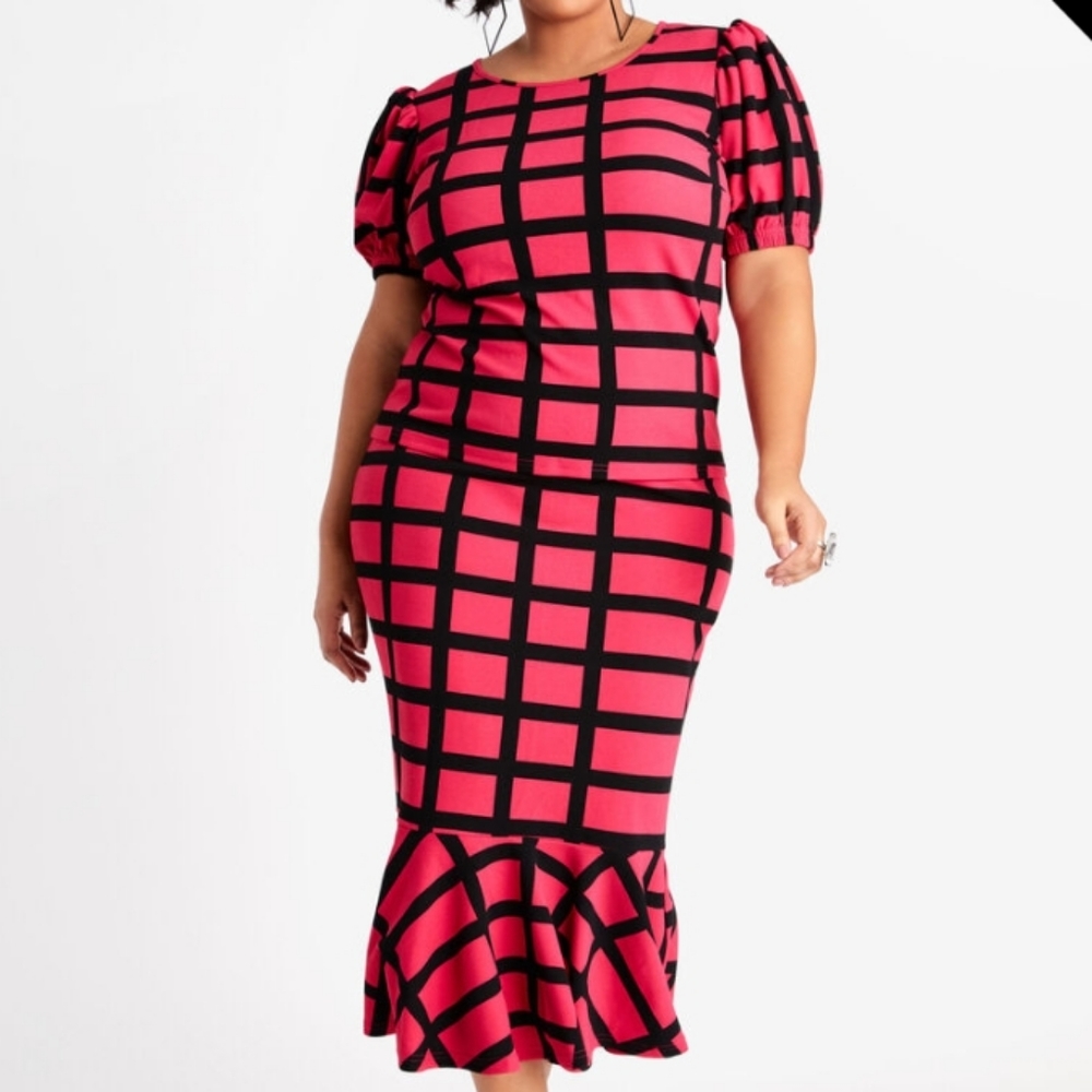 Windowpane Skirt & Blouse